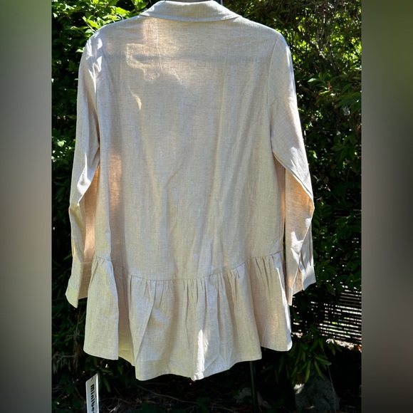 Minibee 100% linen NWT peplum button down - Picture 4 of 6
